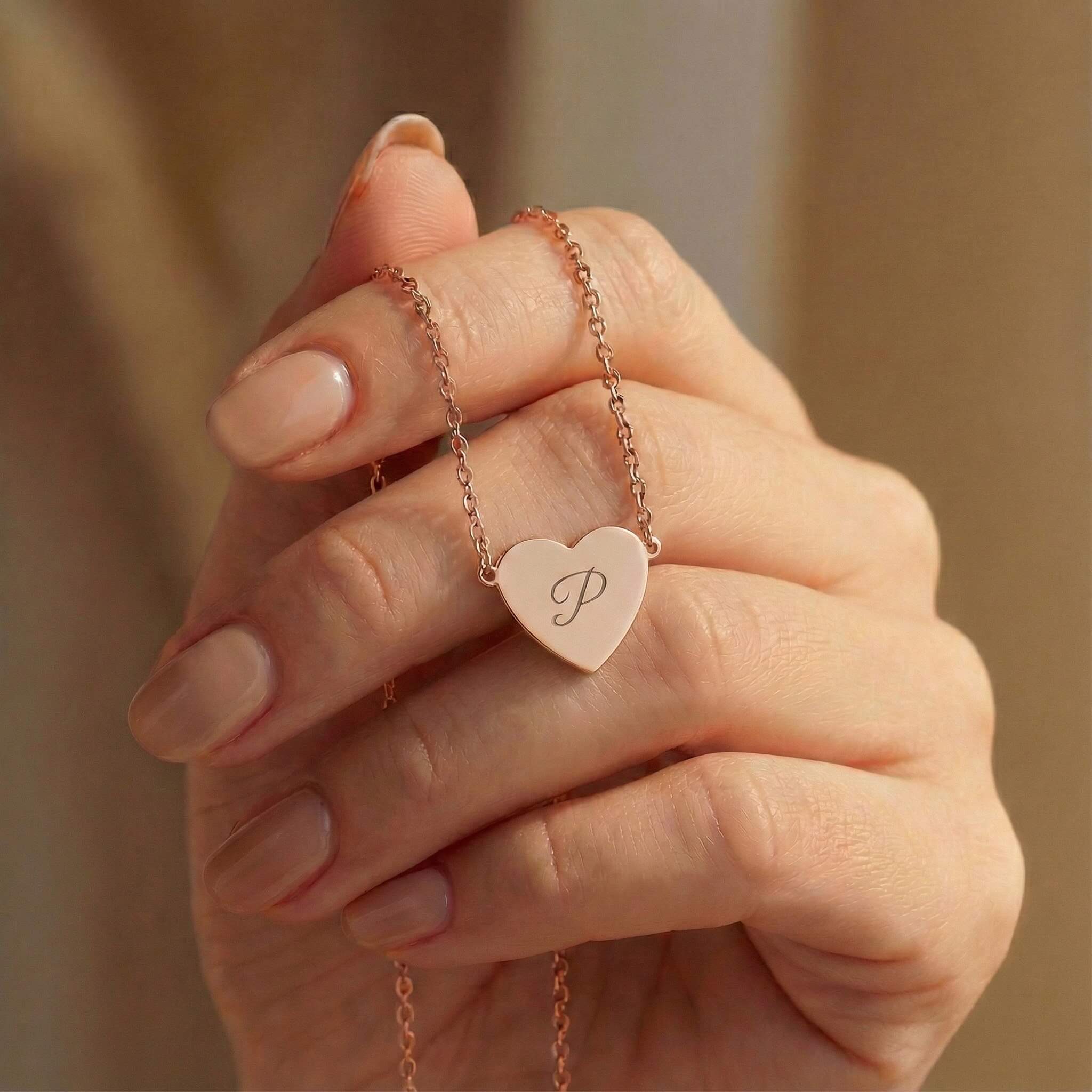 Custom Pet Initial Heart Necklace – Personalised Engraved Jewelry for Dog & Cat Moms